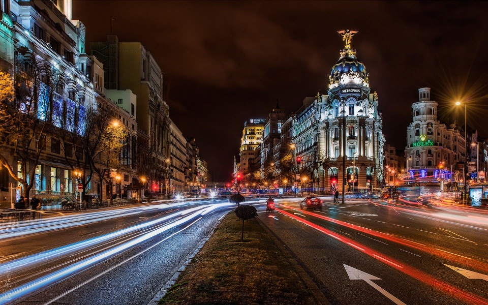 Download Night Madrid City Spain 4K HD wallpaper