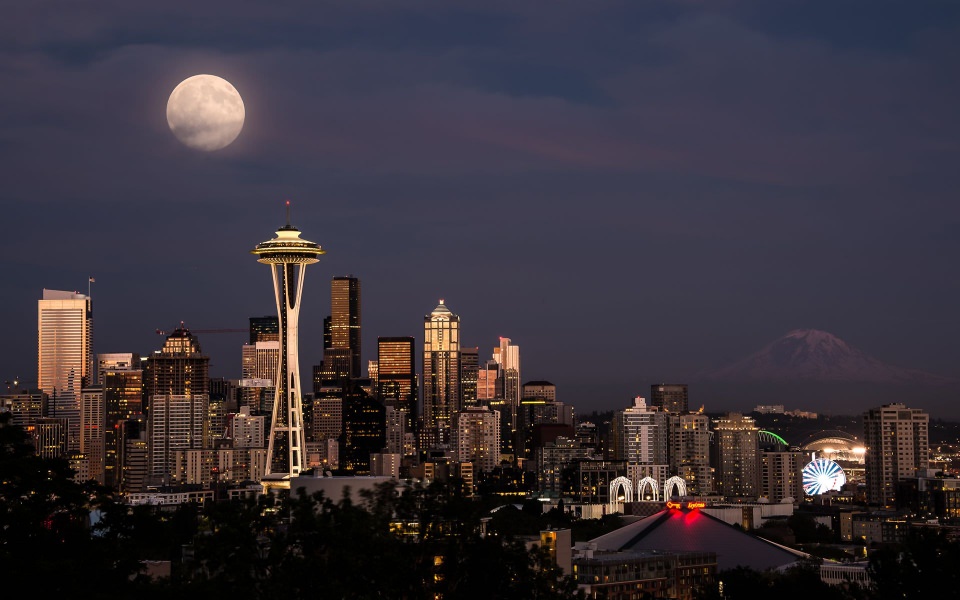 Download Seattle Skyline HD 4K 2020 iPhone Android PC Download wallpaper