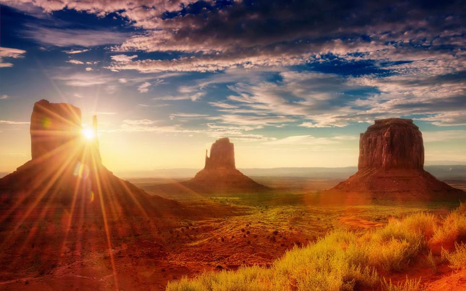 Download Sunset Sun Rays Desert 2560x1440 HD Download For Mobile PC wallpaper