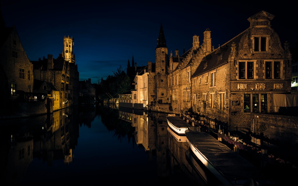 Download Bruges Night Buildings Most Popular Wallpaper For Mobile wallpaper