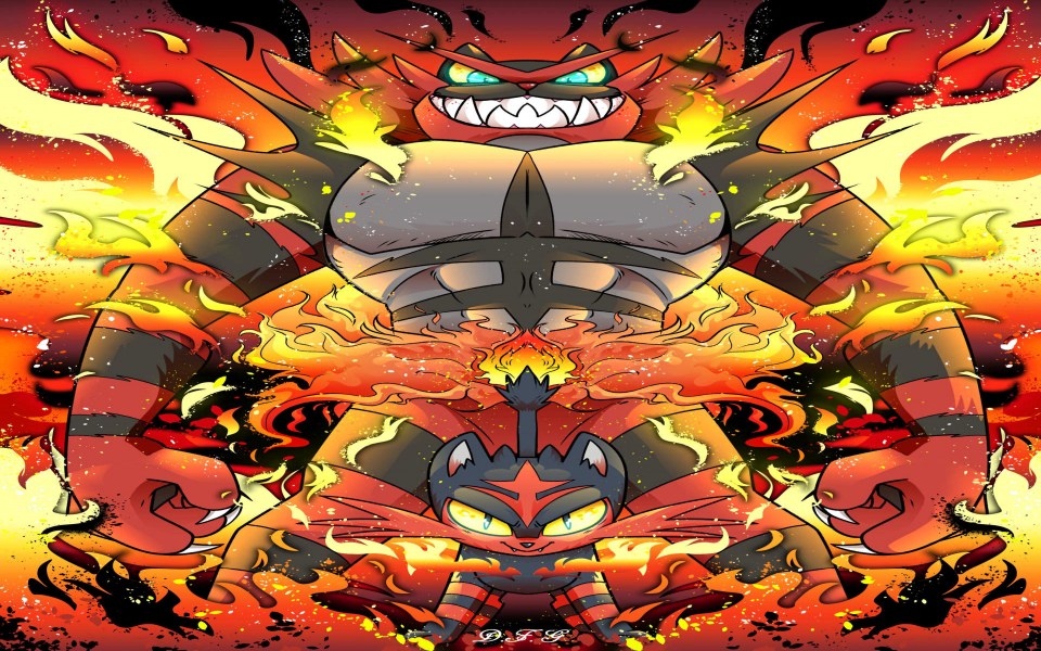 Incineroar Family dark fire incineroar litten pokemon torracat HD  phone wallpaper  Peakpx