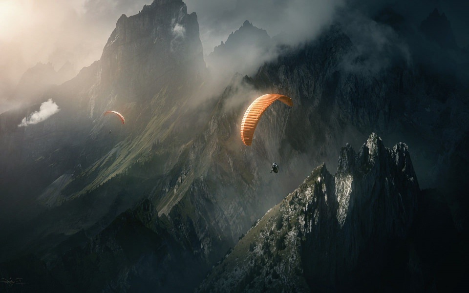 Download Landscape Mountain Paragliding Most Popular Wallpaper For Mobile wallpaper