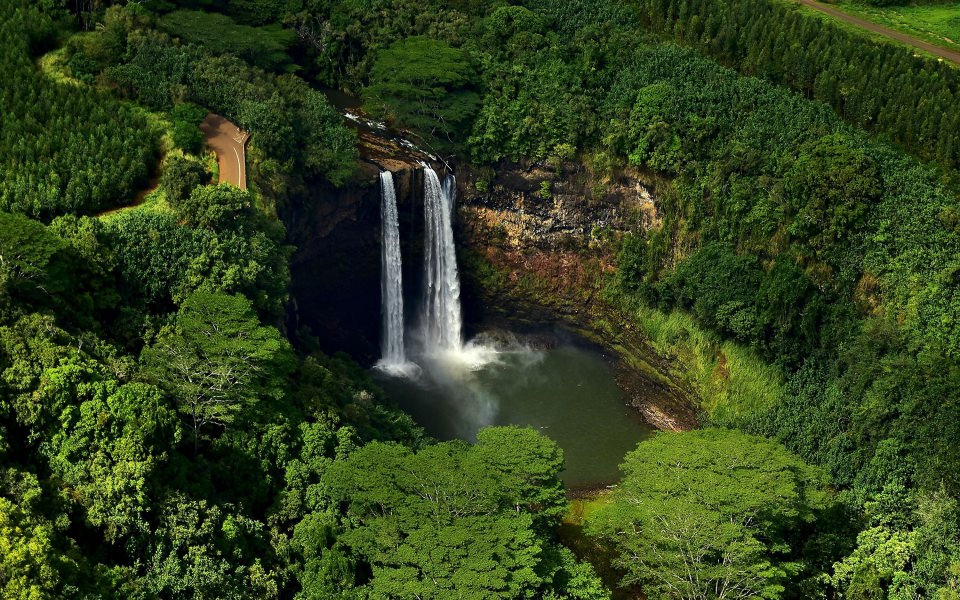 Download Wailua Falls Kauai Hawaii Nature HD Wallpaper wallpaper