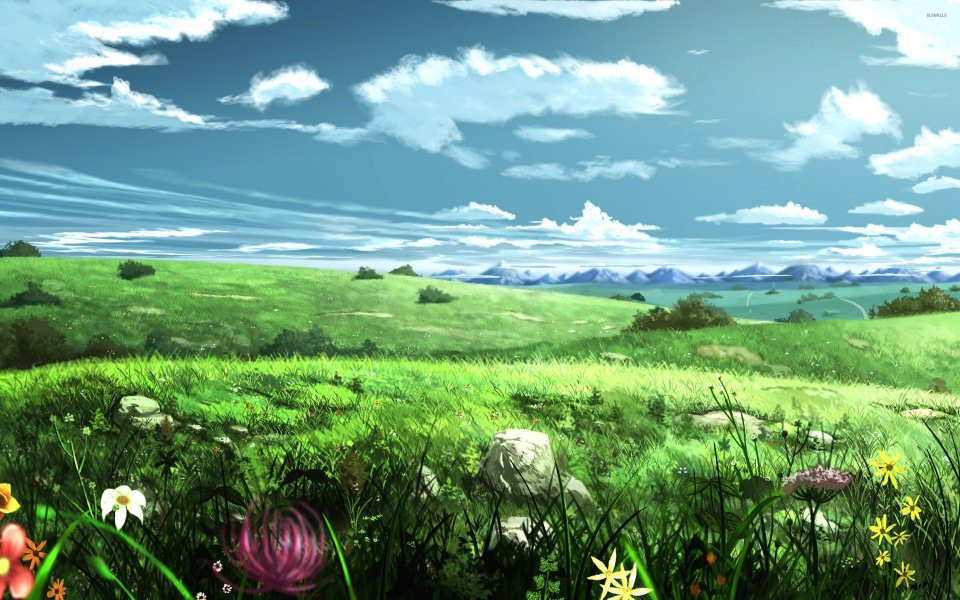 Download Anime Grass Field wallpaper