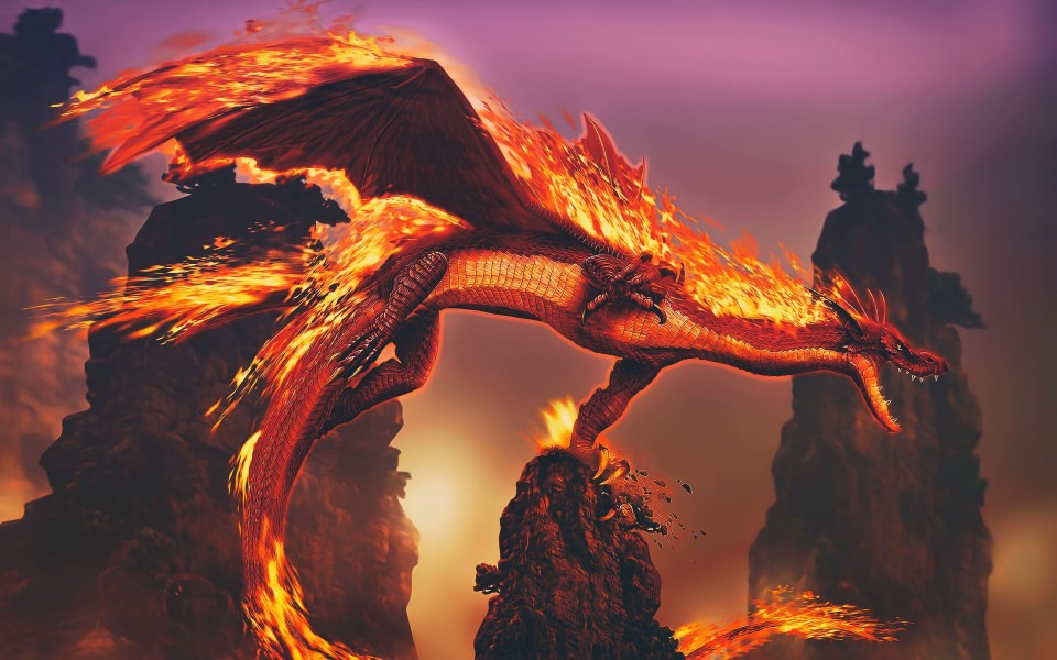 Download Fire Dragon in 5D wallpaper