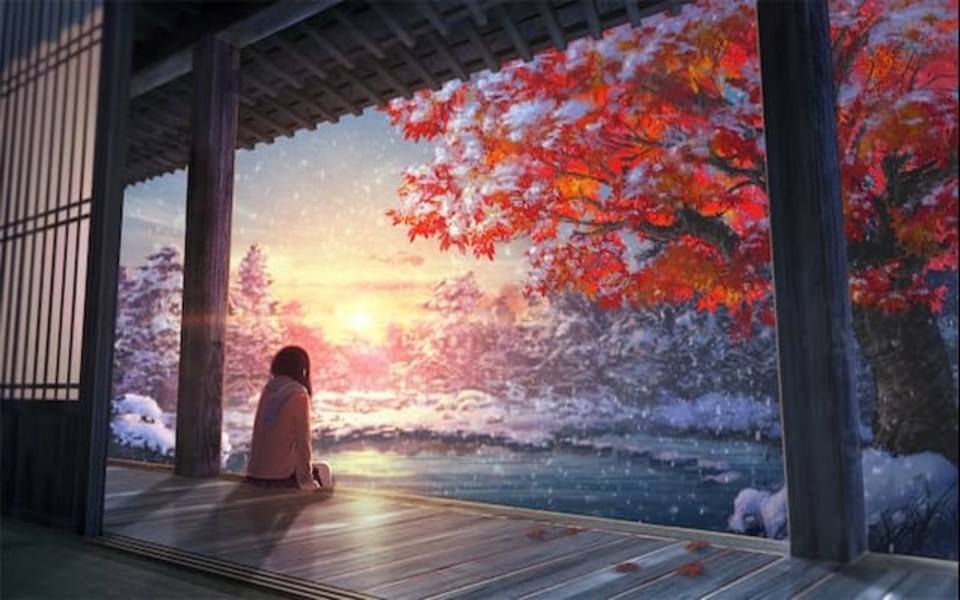 Download Snow in Anime 4K 8K wallpaper