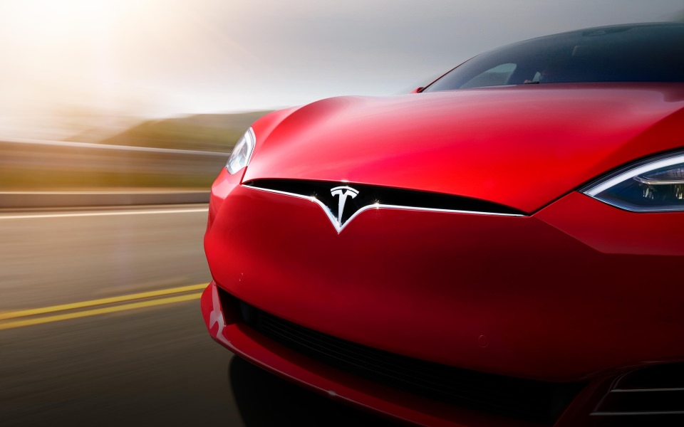 Download Tesla Motors Red 4K wallpaper
