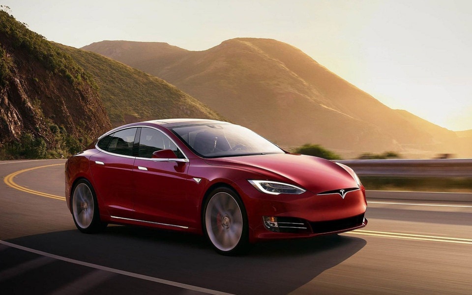 Download Tesla Motors Red Vehicle wallpaper