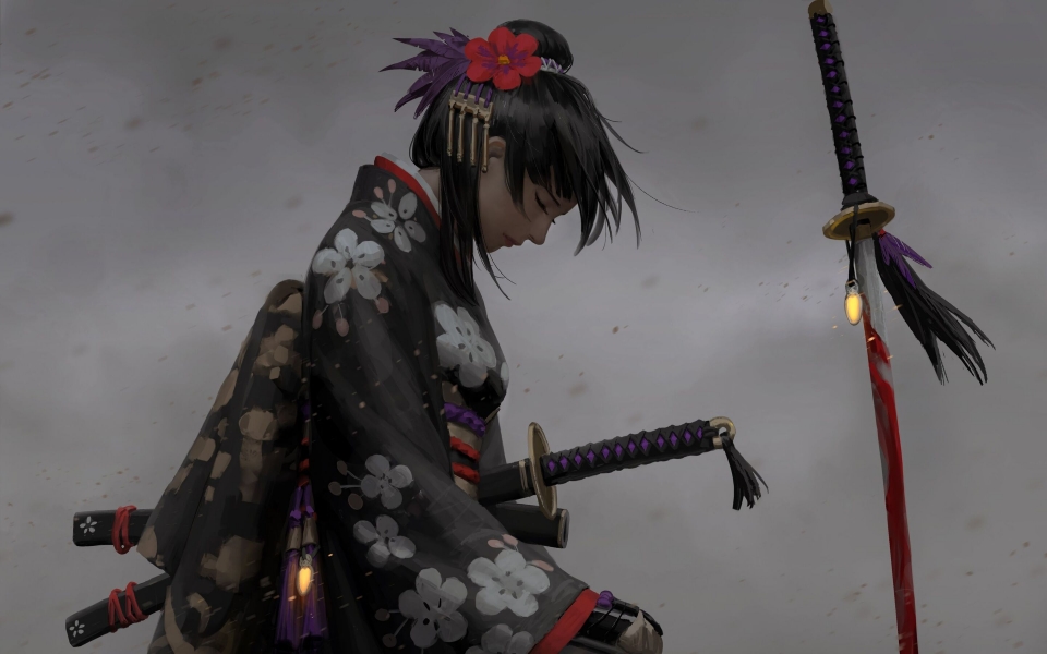 Download Beautiful Samurai Girl 8K Wallpaper for iPhone wallpaper