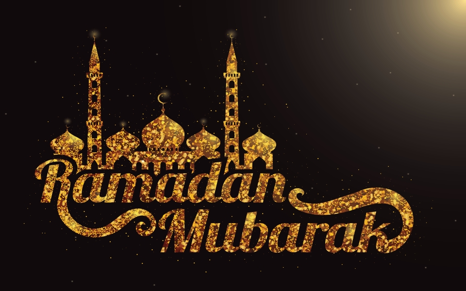 Download New Ramadan Mubarak in Golden Color Wallpaper wallpaper