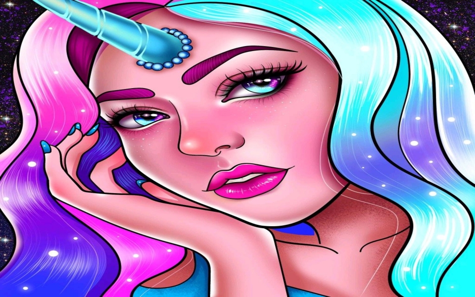 Download Unicorn Girl Digital Art 8K Wallpaper wallpaper