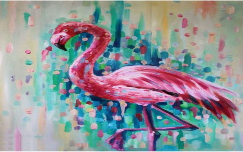 Download Pink Flamingo Art Wallpaper wallpaper