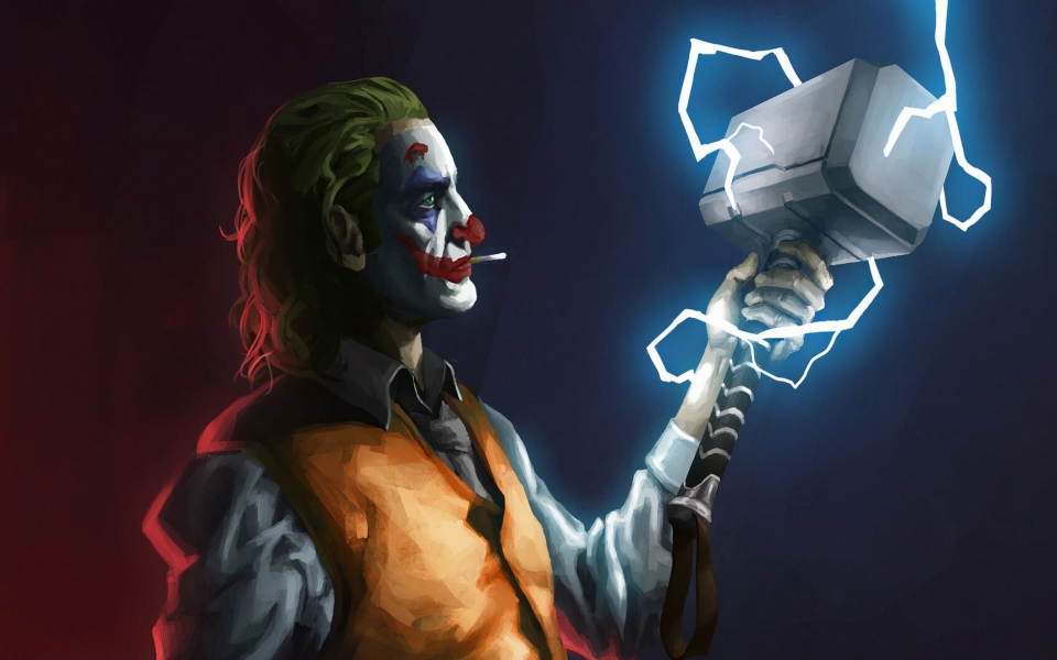 Download Joker With Thor Hammer Wallpaper for my iPhone wallpaper