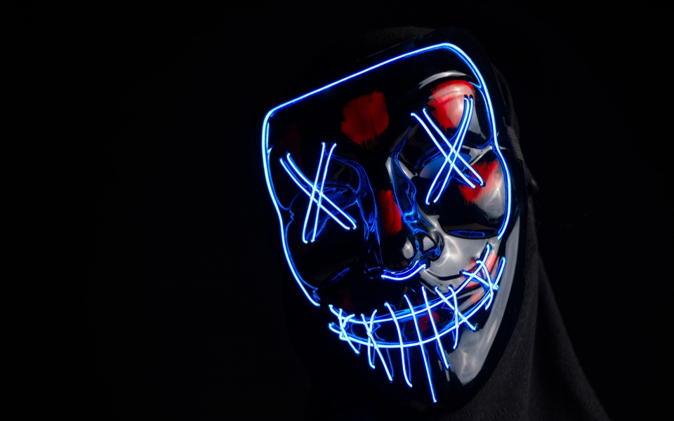 Download 5K HD Wallpaper: Anonymous Neon Mask wallpaper