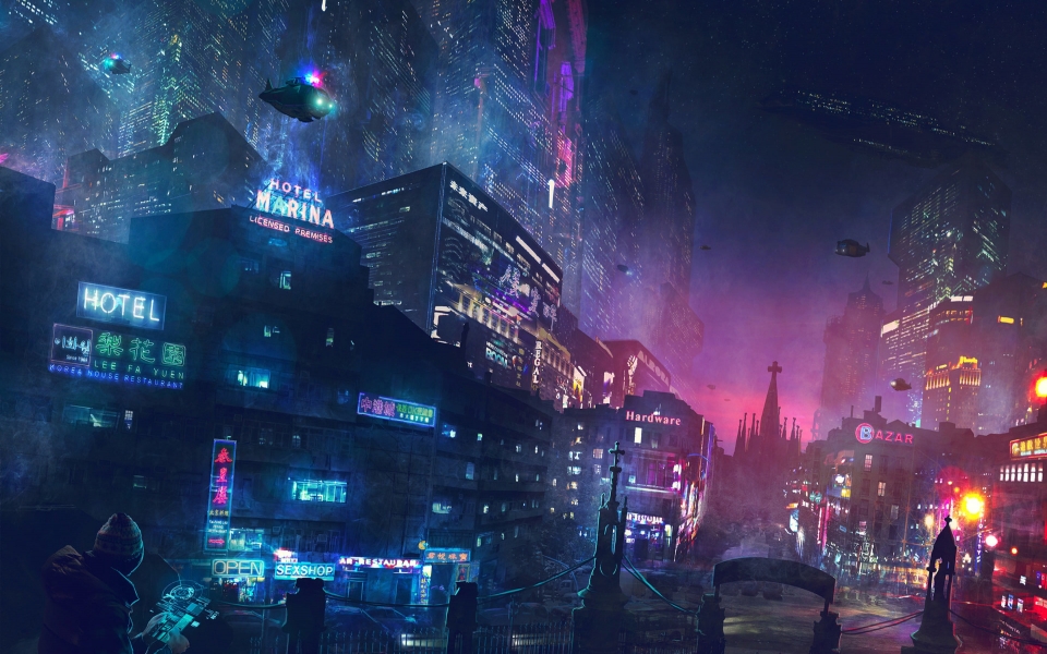 Download Cyberpunk City Futuristic HD Wallpaper wallpaper