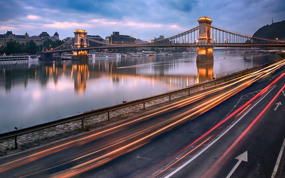 Download Download Budapest Chain Bridge Sunset Wallpaper wallpaper