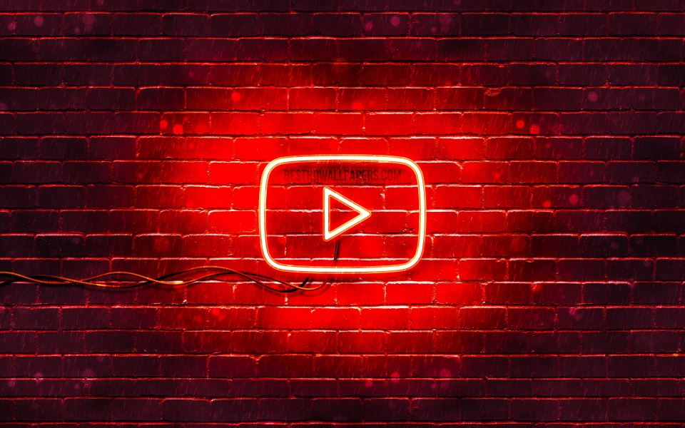 Download Youtube Red Logo on Brick Wall HD Wallpaper wallpaper