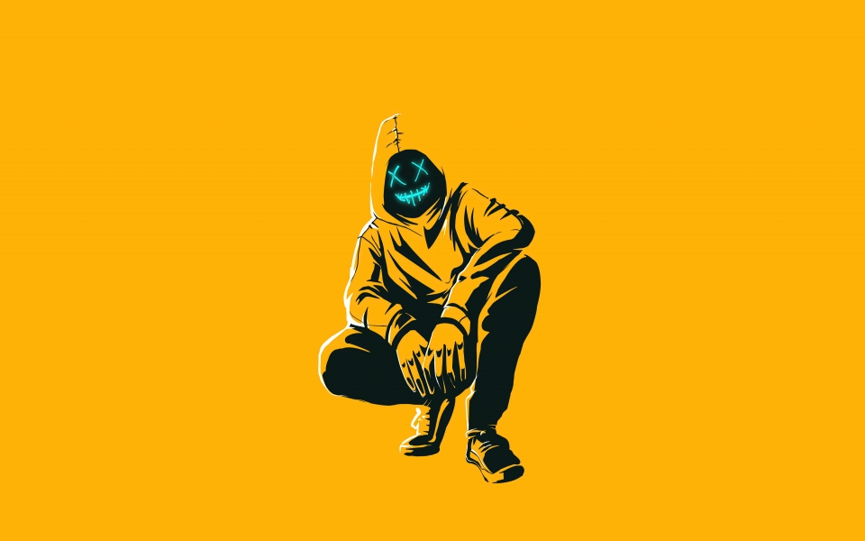 Download Anonymous Boy Yellow Minimal HD Wallpaper for iPhone 14 Pro Max wallpaper