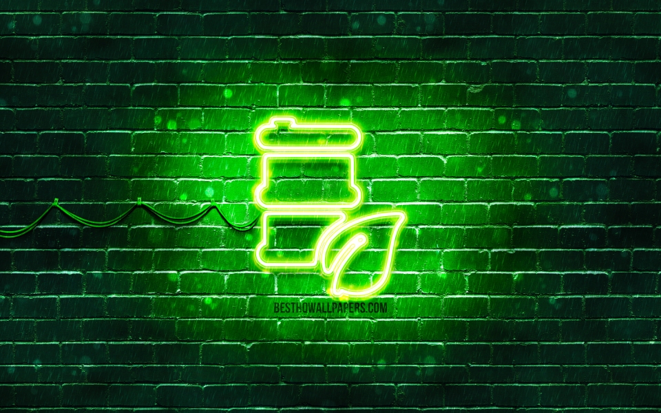 Download Bio Oil Neon Icon on Green Background HD Wallpaper for laptop wallpaper