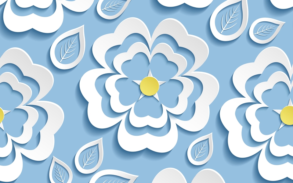 Download Blue 3D Flowers Floral Patterns for Your HD Wallpaper wallpaper