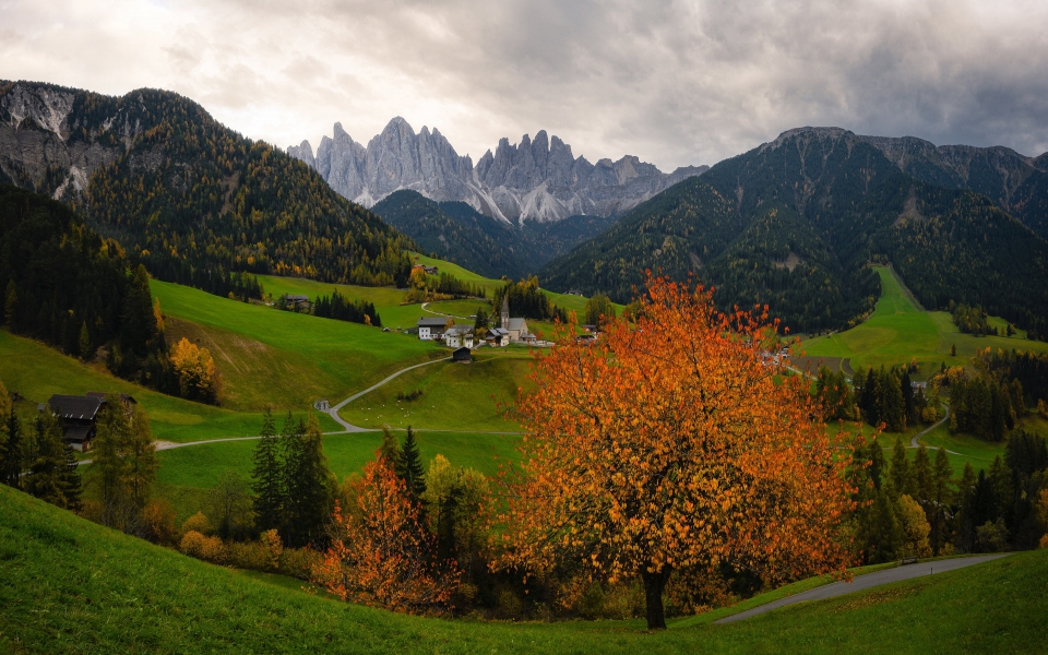 Download Captivating Fall Landscape of Alps Mountain with Rock and Forest HD Wallpaper wallpaper