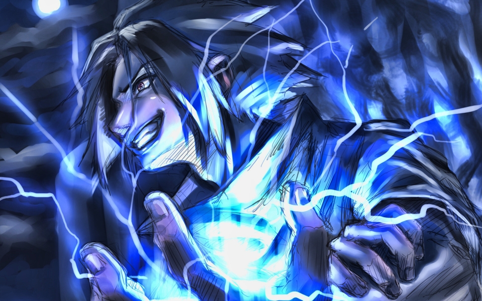 Download Sasuke Uchiha A Powerful Naruto Character with Blue Lightning Techniques wallpaper