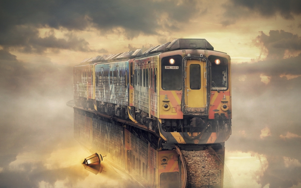 Download Stunning Train Art with Sky HD Wallpaper foe mobile phone wallpaper