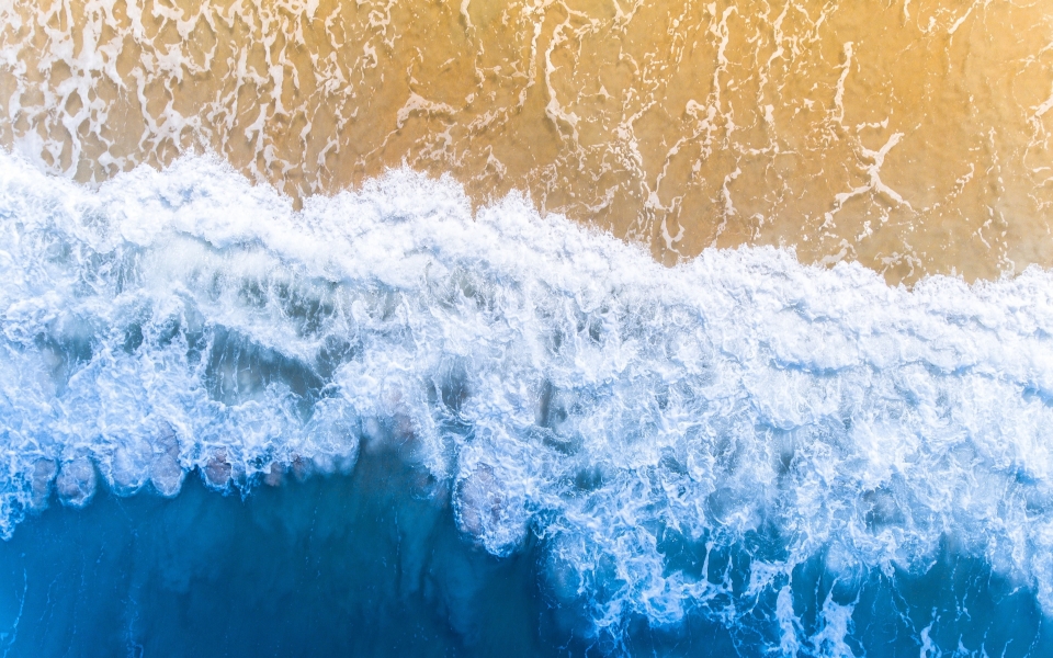 Download Aerial View of Blue Ocean Shoreline Ultra HD Wallpaper wallpaper