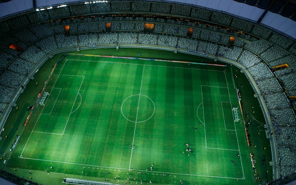 Download Aerial View of Mineirao Stadium Empty Soccer Stadium in Brazil wallpaper