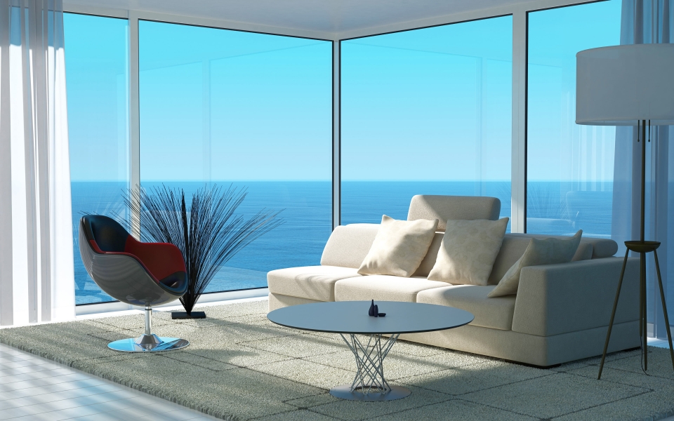 Download Bask in the Serenity of a White Living Room with HD Wallpapers of Modern Design wallpaper
