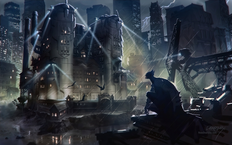 Download Batman in Gotham City HD Wallpaper for macbook wallpaper