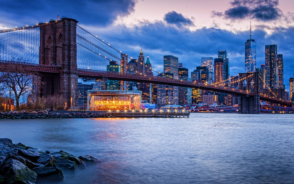 Download Brooklyn Bridge Sunset New York City HD Wallpaper wallpaper