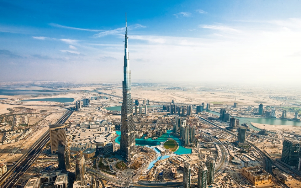 Download Experience Dubai's Iconic Skyscrapers and Cityscape in HD Aerial Wallpapers wallpaper