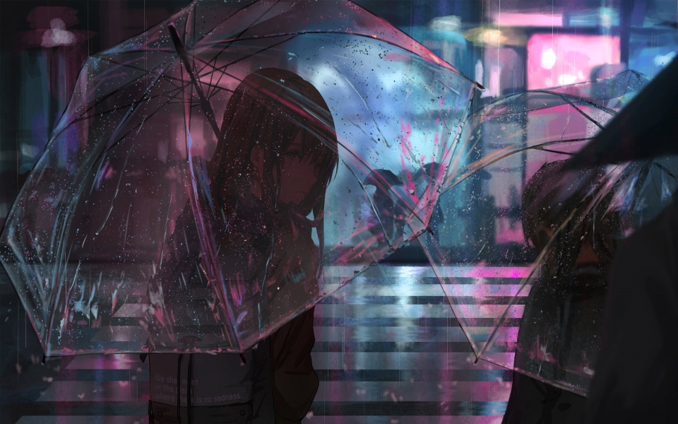Download Find Serenity in the Rain with an Anime Girl and Umbrella HD Wallpaper wallpaper