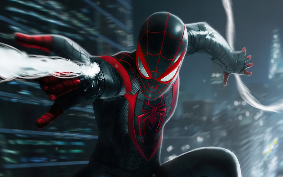 Download Miles Morales Spider Man Black Suit HD Wallpaper wallpaper