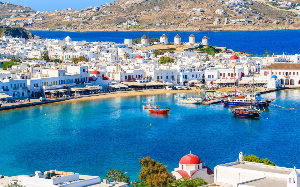 Download Mykonos Summer HD Wallpaper of Greek Landmarks and Sea on Mykonos Island wallpaper