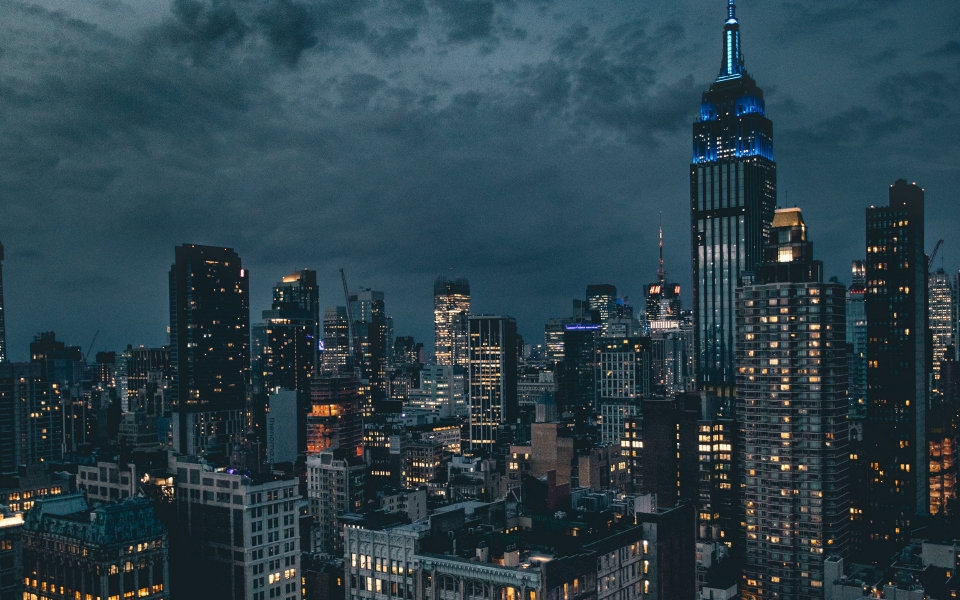 Download New York City Nighttime Empire State Building Cityscape HD Wallpaper wallpaper