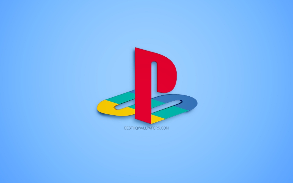 Download PlayStation 4 Logo Blue Background 3D HD Wallpaper wallpaper