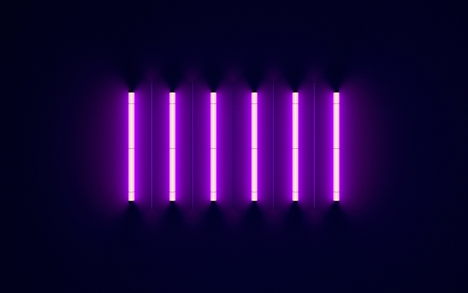 Download Purple Neon Light Sticks Wall Reflection HD Wallpaper wallpaper