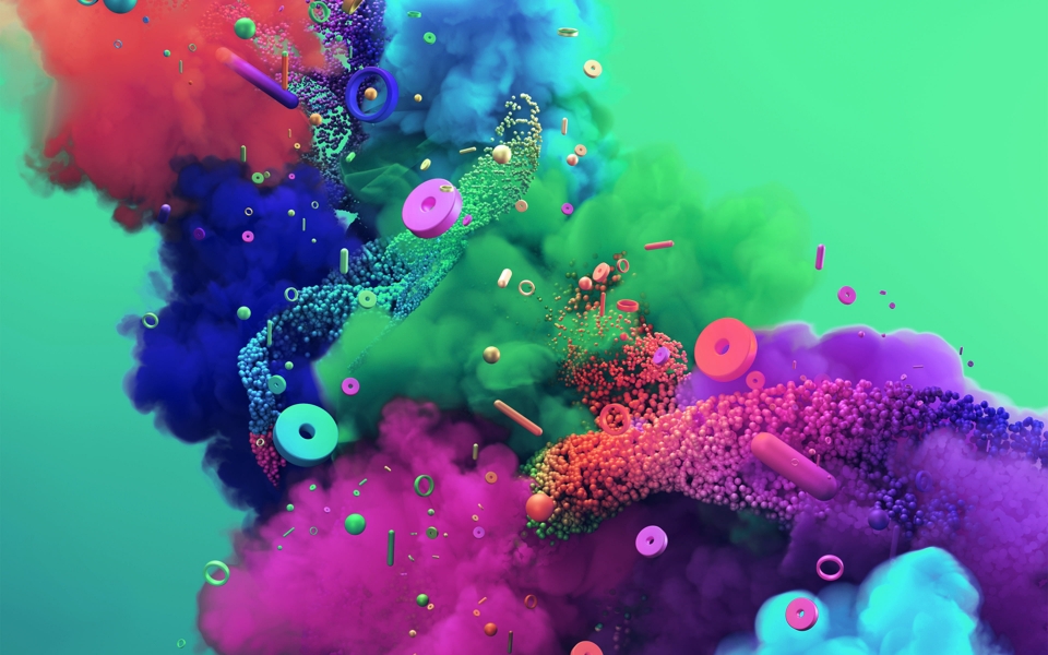 Download Rainbow Patterns and Green Hues Stunning Digital Art HD Wallpapers wallpaper
