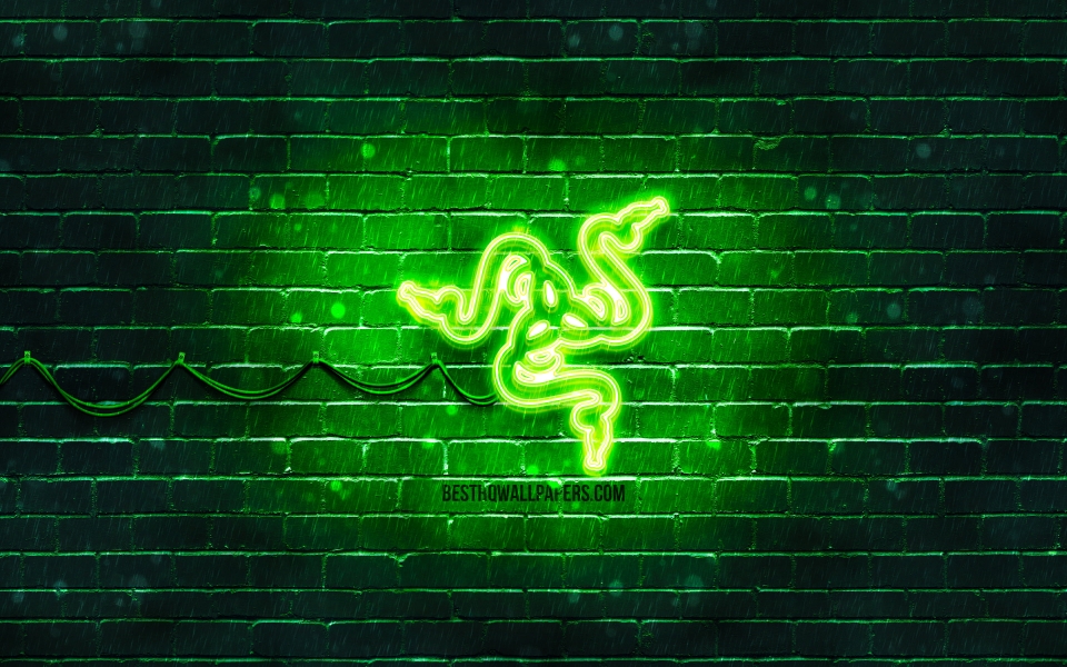 Download Razer Green Logo Green Brickwall HD Wallpaper of the Iconic Razer Logo wallpaper