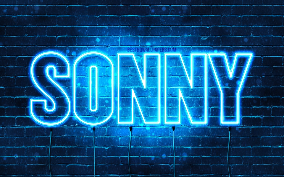 Download Sonny Name in Blue Neon Lights HD Wallpaper wallpaper