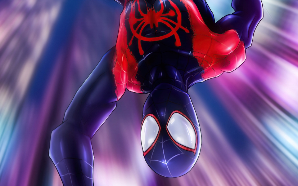 Download Spiderman Jumping Down Artwork HD Wallpaper wallpaper