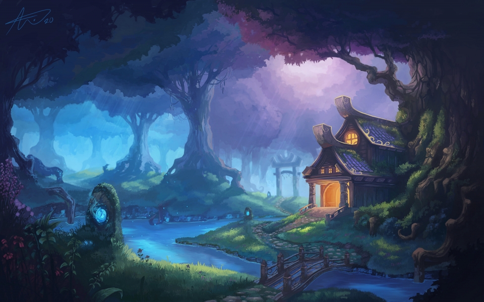 Download Step into a World of Fantasy with HD Wallpapers of Enchanting Houses wallpaper