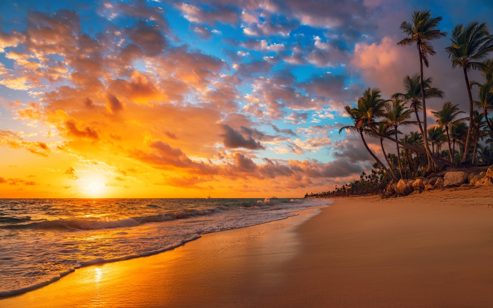 Download Sunset Beach on Earth Stunning HD Wallpaper wallpaper
