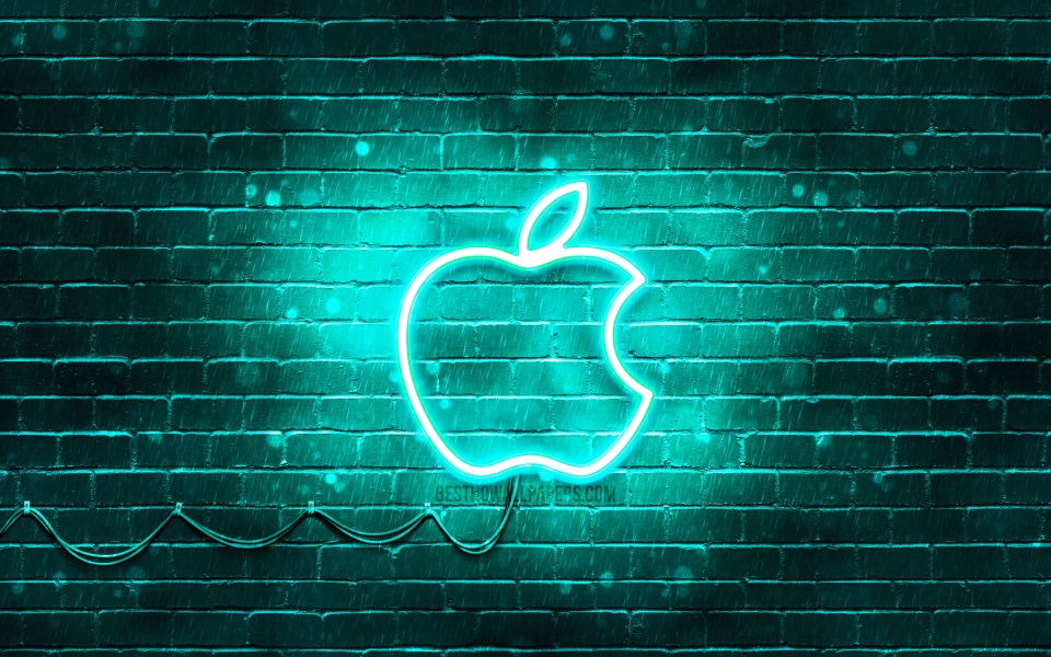 Download Apple Turquoise Logo HD Wallpaper Fusion of Elegance and Vibrancy wallpaper