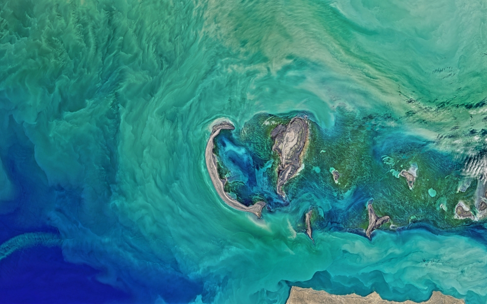Download Celestial Serenity Caspian Sea View from Space HD Wallpaper wallpaper