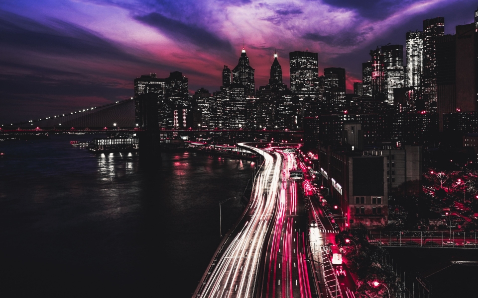 Download City of Lights Manhattan Nightscape HD Wallpaper wallpaper