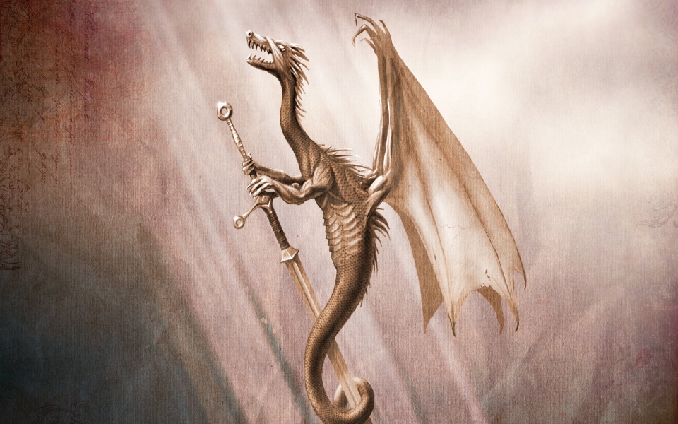 Download Dragon with Sword Majestic Artwork HD Wallpaper wallpaper