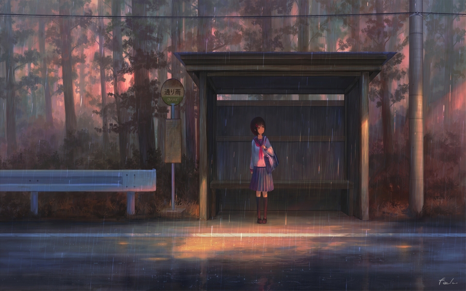 Download Enchanting Rain Anime Girl in the Serenity of a Downpour wallpaper